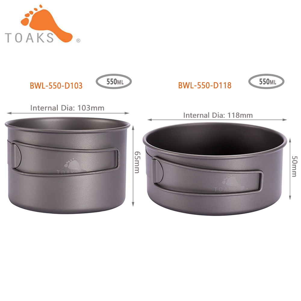 Camping Cooking Utensils Kit - TOAKS BWL-550 Camping tytanowa miska z