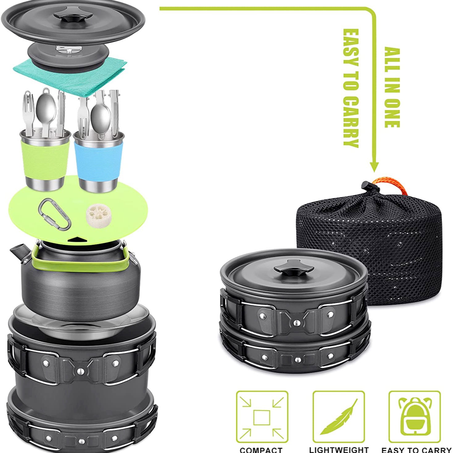 Camping Cooking Kettle - Zestaw do gotowania na kempingu z