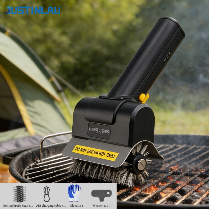 Camping Cooking Mesh - JUSTINLAU Elektryczna szczotka do grilla, szczotka