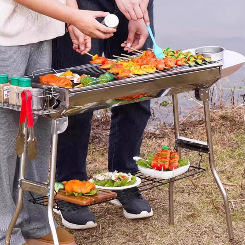 Camping Cooking Requirements - Grill ze stali nierdzewnej, przenośny, bez