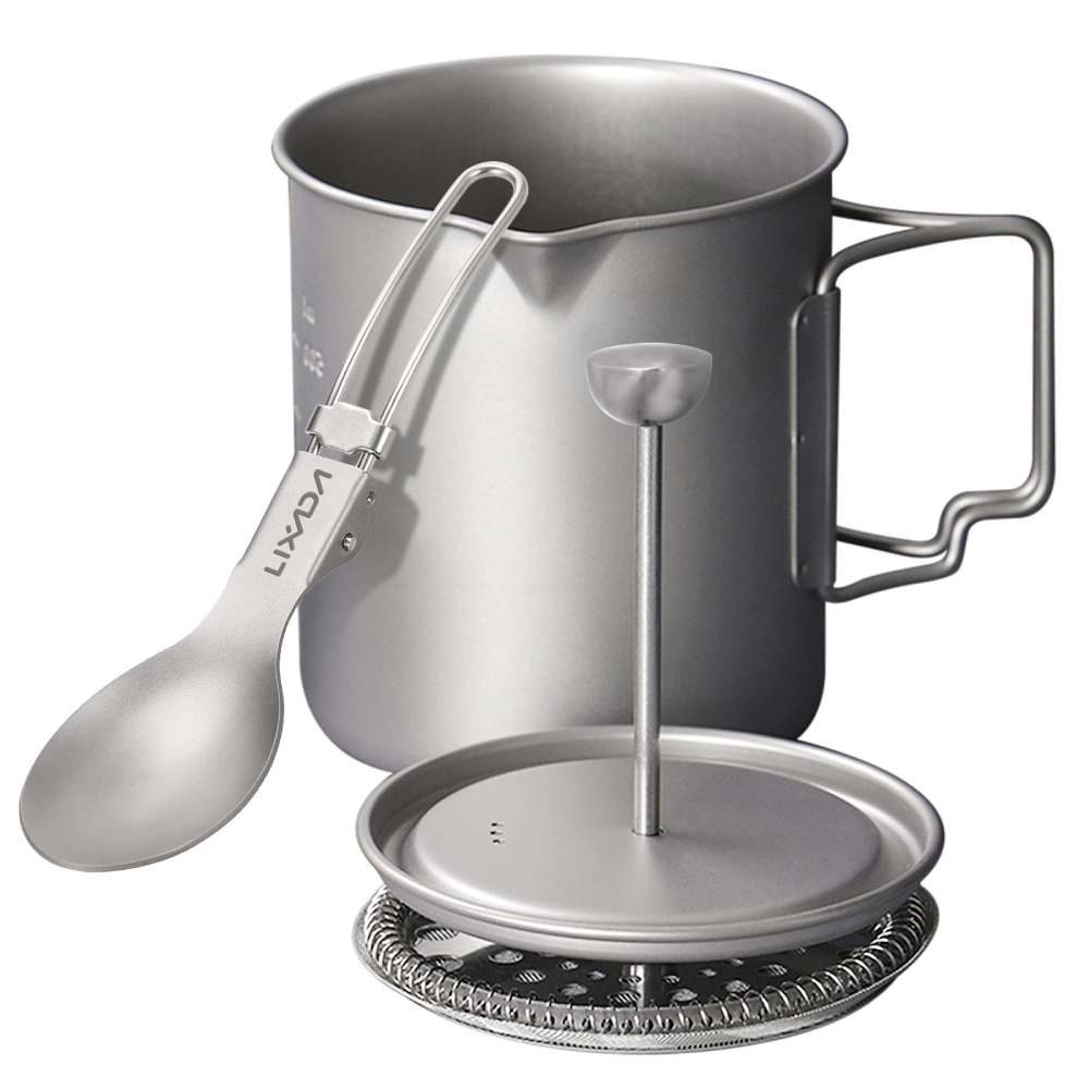 Camping Cooking Utensils Kit - Lixada 750ml tytanowy kubek do kawy