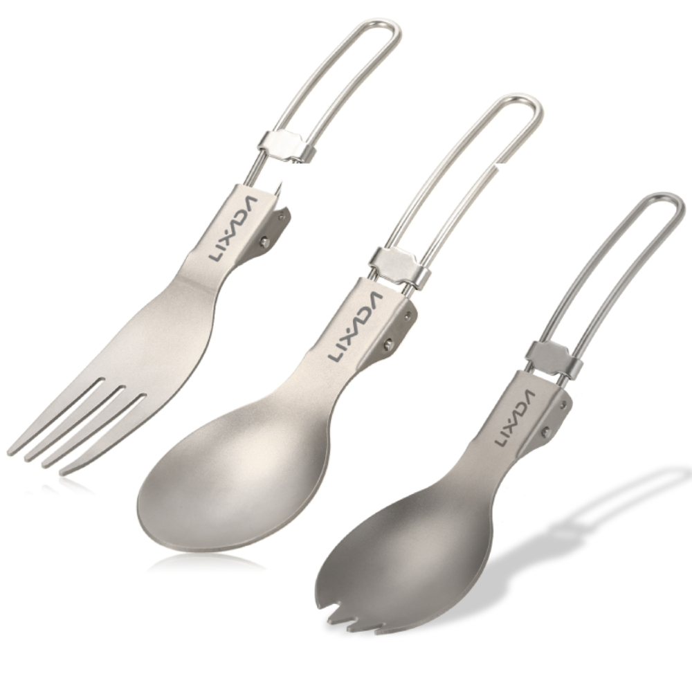Camping Cooking Utensils Kit - Lixada Tytanowy składany widelec Ultralekki przenośny