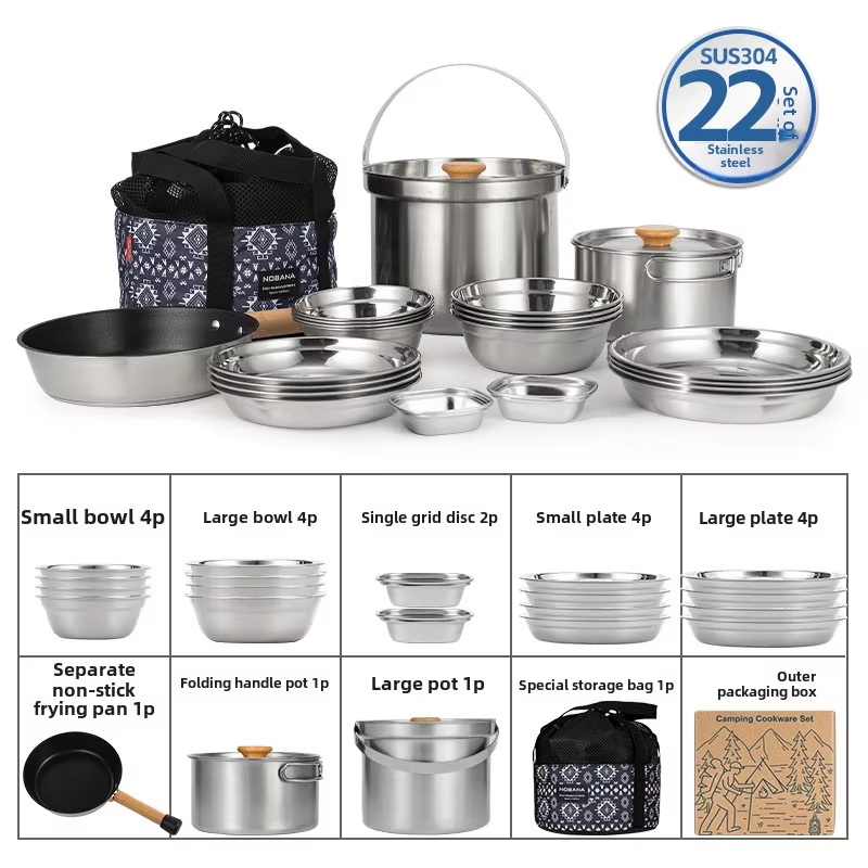 Camping Cooking Kettle - NOBANA najnowszy zestaw garnków ze stali