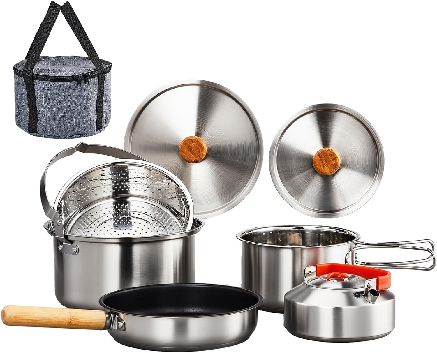Camping Cooking Kettle - 6-częściowy zestaw naczyń kuchennych, lekki garnek,
