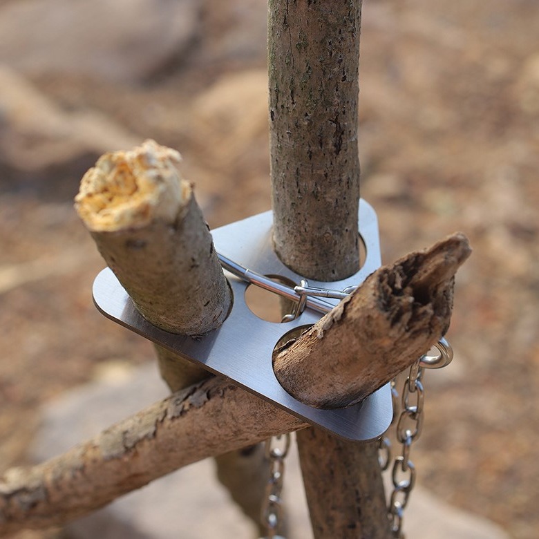 Camping Cooking Kettle - Stalowy trójnóg kempingowy ze stali nierdzewnej,