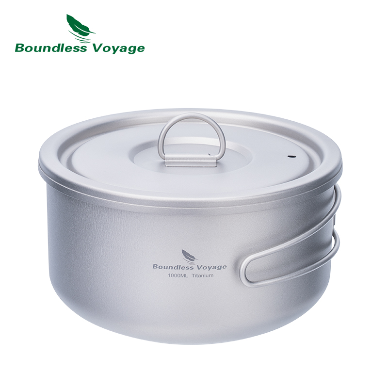 Camping Hiking Cooking - Boundless Voyage Tytanowy garnek kempingowy z
