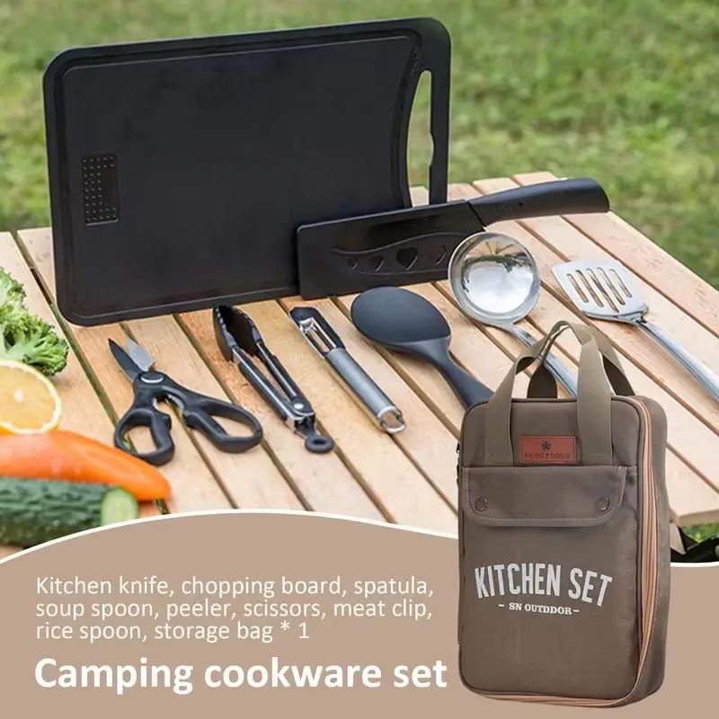 8-częściowy zestaw naczyń kuch – Camping Cooking Utensils Kit recenzja i cena