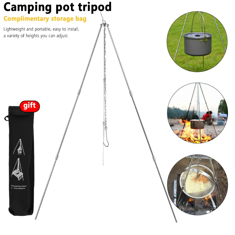 Trójnóg kempingowy do ogniska, – Camping Cooking Pot Tripod recenzja i cena