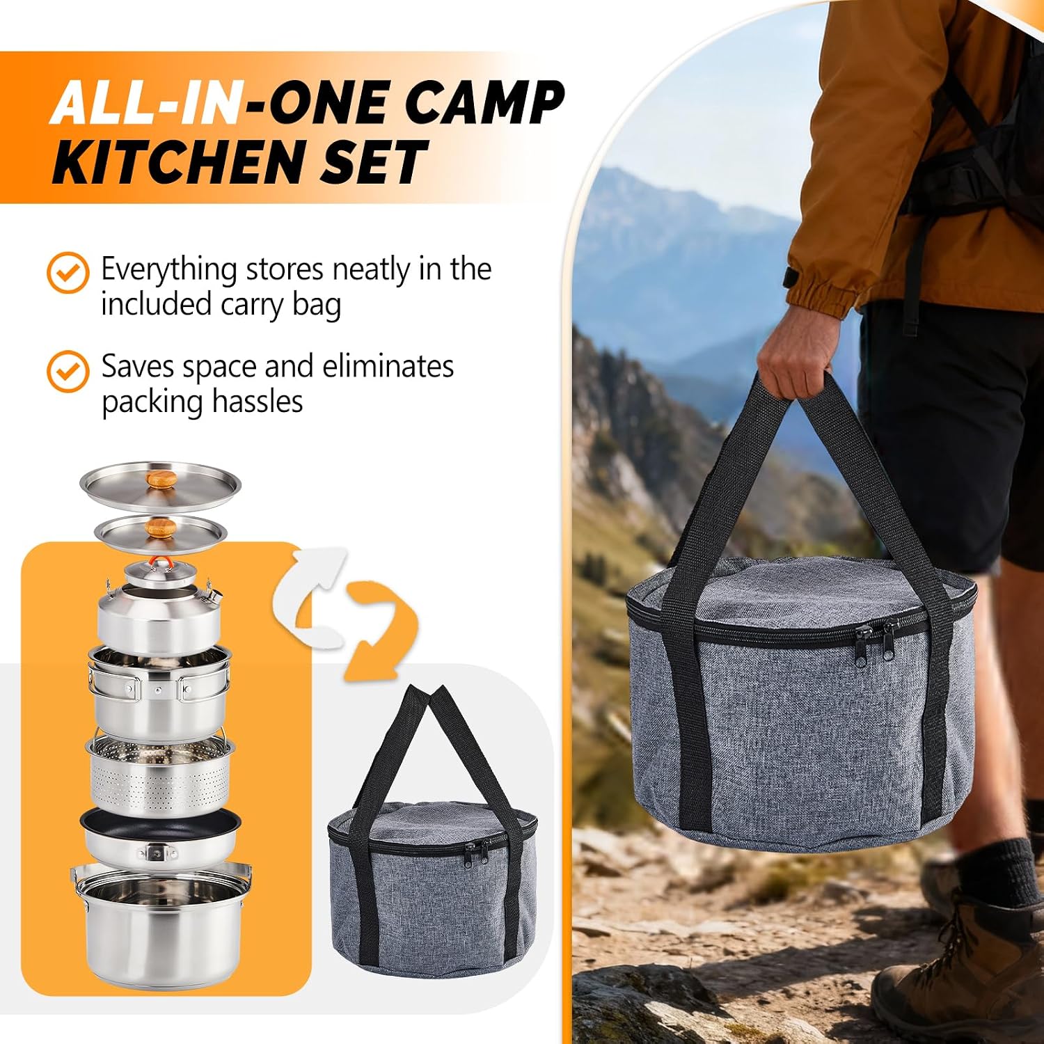 6-częściowy zestaw naczyń kuch – Camping Cooking Kettle recenzja i cena