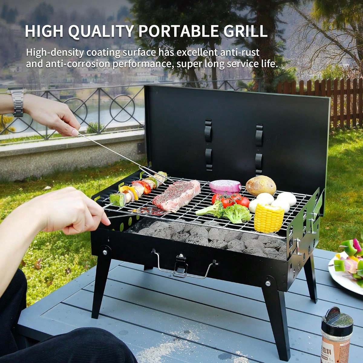 1 szt. Mały, przenośny grill n – Camping Hiking Cooking recenzja i cena