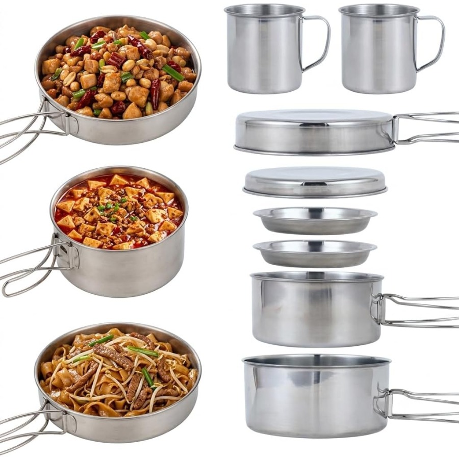 8-częściowy zestaw przenośnej  – Camping Cooking Kettle recenzja i cena
